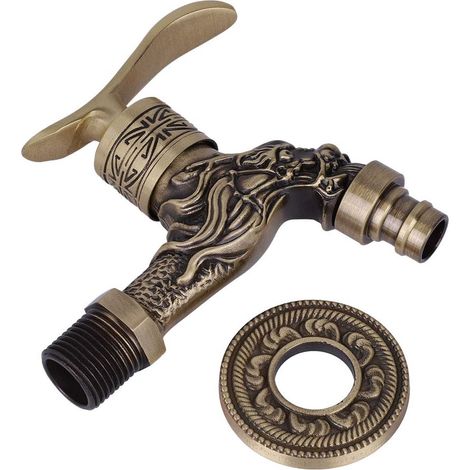 Bravix Robinet D'Eau Structure En Laiton Ancien Motif De Tête De Dragon Unique Robinet D'Eau Mitigeur G1 / 2" Robinet D'Eau Structure En Laiton Poignée Élégante Écoulement