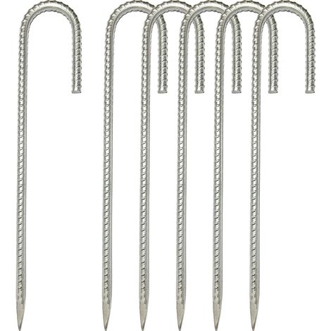 30cm Piquets D'Ancrage Résistants En Acier Galvanisé Antirouille Avec Crochets En J Pour Tentes De Trampoline - Convient Pour Camp, Jardin, Abri Et Balançoires