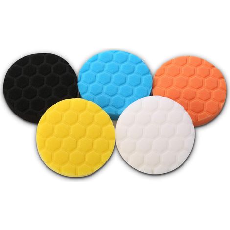 Bravix 5pcs 125mm Tampons De Polissage Pour Voiture, Hex Logic Polissage Pad Éponge De Polissage, Tampons À Polir Kit Pour Éponges De Perceuse, Kit De Polissage De Perceuse