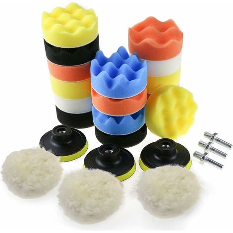 Bravix Éponge De Polissage De Voiture, Kit D'Éponge De Polissage Avec Adaptateur, Ensemble De 25 Tampons De Polissage En Laine Pour Machines À Polir
