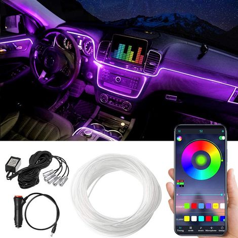 Bravix Éclairage Intérieur De Voiture, Bande Lumineus À Led De Voiture, Avec Contrôle D'Application Bluetooth, Kits D'Éclairage Ambiance De Voiture De Synchronisation De Musique Multicolore