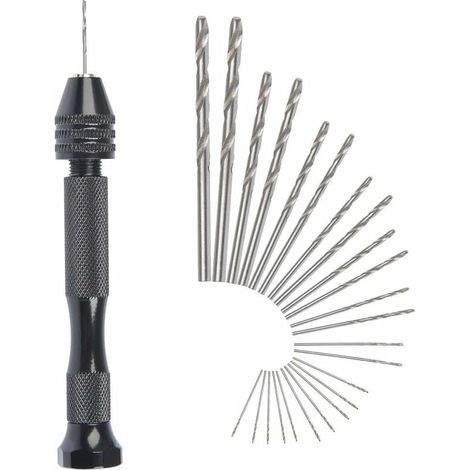 Bravix Mini Perceuse À Main Twist Drill Bits +25 Micro Forets Hélicodaux Sans Fil En Aluminium Pin Vise Outils Rotatifs Forets Hélicodaux Adjustable Pyrogravure Maison Plastique Trou Cuivre