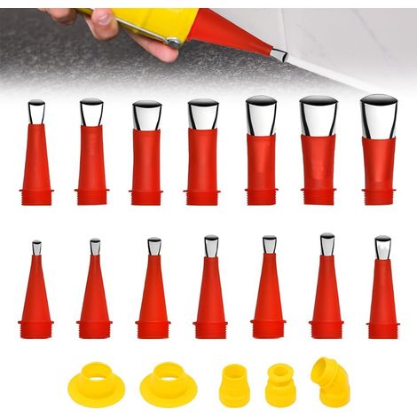 Bravix Calfeutrage Buse Applicateur Réutilisable, Trousse À Outils Universelle De Buse En Caoutchouc Intégrée, Universel Kit D'Outils De Buse En Caoutchouc Avec Base (19pcs(5 Accessoires))