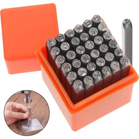 Bravix 37 Pièces Lettre À Frapper 3mm Poincon Metal A Frapper Lettres Et Chiffres À Frapper, Tampon Alphabet Pour Argile A-z Et 0-9 Kit De Poinçons Métal Et En Cuir