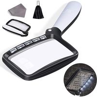 Bravix Loupe De Lecture Rectangulaire Avec 5 Lumières À Led, Loupe De Lecture Grand Format 3x Avec Led À Gradation Pour Les Personnes Âgées, Journaux, Livres, Petits Caractères