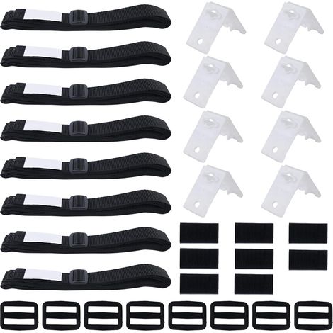 Bravix Kit De Fixation Pour Bâche Solaire De Piscine, 8 Sangles En Nylon, 8 Plaques De Cordon, 8 Boucles, Sangles De Serrage De Couverture De Piscine Pour Couvertures De Bâches De Piscine
