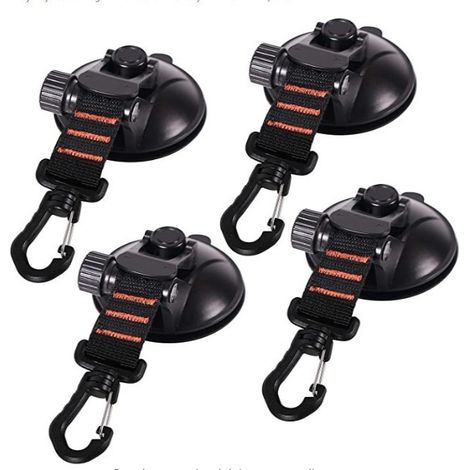 Bravix Ancrage À Ventouse Robuste 4pcs Clips De Ventouses Solides Pour Attacher Le Piège De Camping De Bateau D'Auvent De Voiture, Ventouse De Tente De Voiture Extérieure, Ventouse Noire Avec Crochet