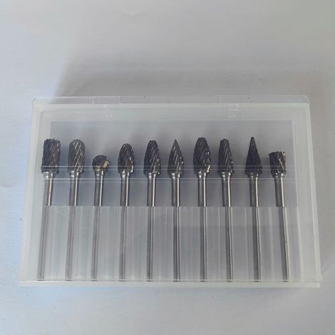 10pcs Fraises Rotatives En Carbure De Tungstène, Ensemble De Double Coupe Fraise Lime Burre Rotative À Queue 3mm, Kit D'Outils Pour Polissage Perçage Meulage Gravure Des Métaux Bois Jade