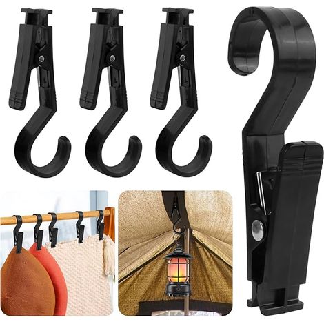 Bravix Lot De 4 Clips De Tente, Crochets Lumineux, Pinces À Bottes, Crochets À Clips, Tente, Tente, Tente, Serviettes, Crochets, Pinces Multifonctions, Équipement De Camping Pour Les Lumières, Suspend