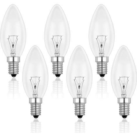 Bravix Ampoule Bougie Clair E14 40w, Ampoule Incandescence Dimmable, Blanc Chaud 2700k, 400lm, Ampoule Flamme, E14 Ampoules À Bougie À Vis Edison, Pack De 10