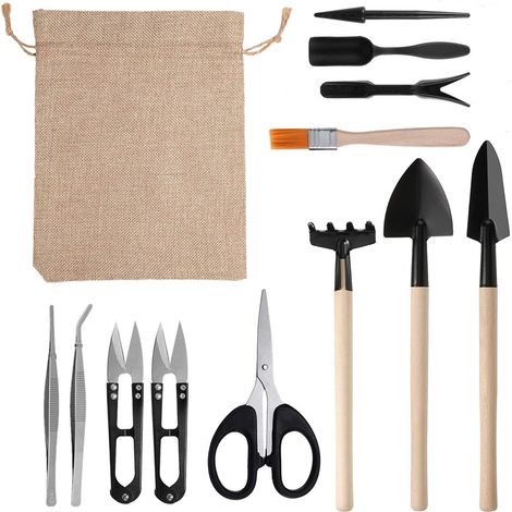 Bravix Ensemble De Mini Outils De Jardinage, Ensemble De Sacs En Lin, Outils De Transplantation De Jardinage Pour Plantes Succulentes, Outils Pour Plantes Succulentes, 13 Pièces