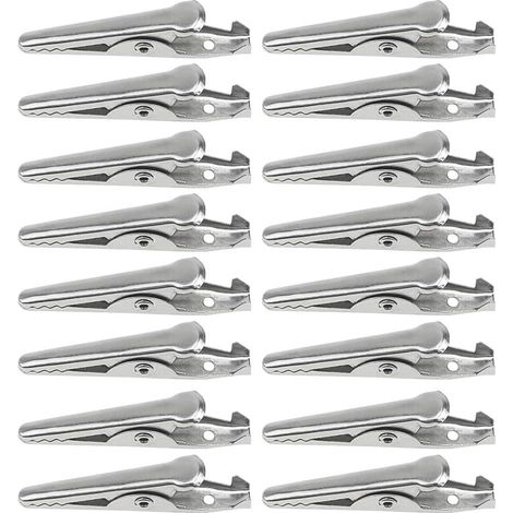 Bravix 60 Pièces Pinces Crocodiles D’essai En Métal Argenté De 35mm Pinces Crocodiles Électriques Clips De Crocodile En Forme De Bouche De Crocodile Spécialisées À L’essai Électrique Modelisme
