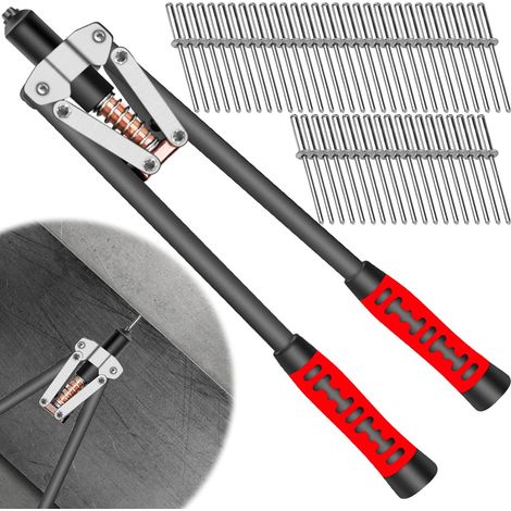 Bravix Pince A Rivet, 17" Pince A Rivet Pop Ensemble Comprenant 100 Rivets Aveugle Pince À Riveter 2,4 3,2 4,0 4,8 Mm Professionnelle Pour Rivets Aluminium Acier Inoxydable