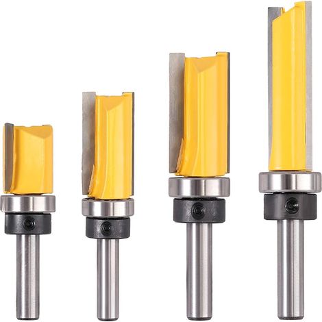 4 Pcs 8mm Routeur De Fraise À Bois Fraise A Copier Tige Affleurant Cutter Copie Routeur Routeur Routeur Rainure Cutter Tige Coupe Acier