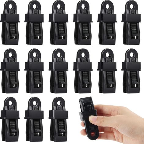 Bravix Clip De Tente, 15 Pcs Clips De Bâche Tente, Pince Pour Bache De Verrouillage, Noir Pinces Robuste Attache Bâche Pour Tentes, Camping En Plein Air, Auvents, Housses De Bateau,bannières