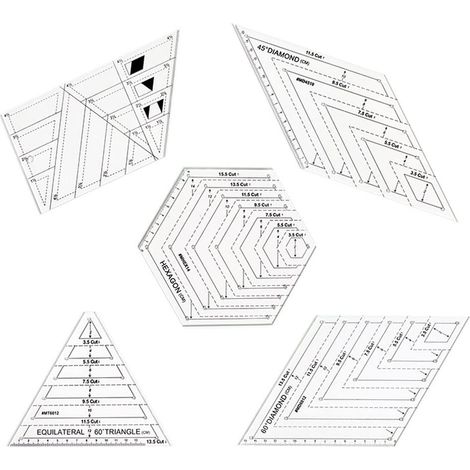 Bravix 5 Pièces Transparentes Couture Règle, Règle Coudre Bricolage, Règles De Matelassage, Échelle Précise Et Caractères Clairs, Pour Outils De Couture, Rapiéçage, Bordure, Reliure