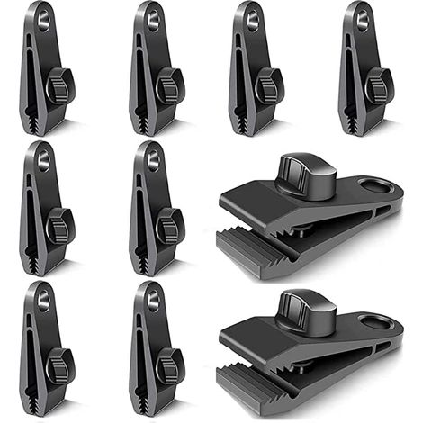 Bravix 10 Pièces Clips De Bâche, Pièces De Fixation De Bâche, Crochets De Bâche, Clips De Tente De Camping Coupe-vent, Accessoires De Clip Coupe-vent Résistant Au Soleil (noir)