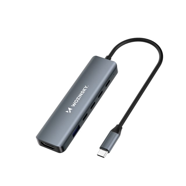 Wozinsky USB-C 6 in 1 Hub WHBC10Y4S Multifunctional Aluminum with 25 cm Cable - Gray USB-Hubs