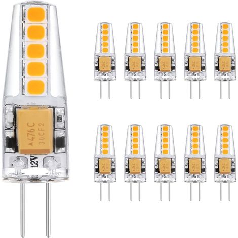 Bravix G4 Glühbirne 2w G4 12v Led Glühbirne Halogenersatz, Warmweiß, Ac / Dc 12 V Glühbirne [energieklasse A +]10pcs
