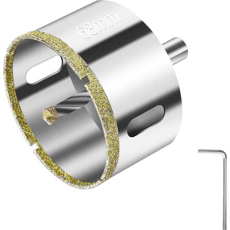 Bravix Scie Cloche 68 Mm, Avec Foret Guidage Central, Avec Revêtement De Surface En Diamant Pour Coupe De Verre, Carrelage, Céramique, Marbre, Calcaire