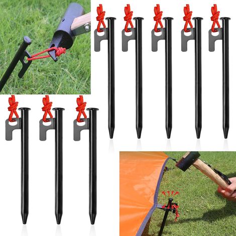 Piquets De Tente Robustes, Lot De 8 Sardine Pour Tente, Piquets De Tente En Acier Forgé, 20cm Sardines Camping Avec Crochet Clous De Fixation Sol Dur Pour Tente Plage Jardin
