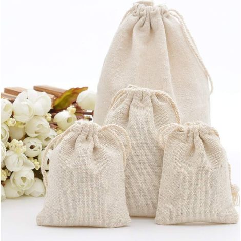 Bravix 10pcs Pochettes Sachets En Lin Chanvre Avec Cordon, Sac De Toile De Jute Pour Bijoux Cadeau Mariage, Anniversaire, Fête, Faveurs De Mariage, Cadeau,art Et Bricolage (810cm)