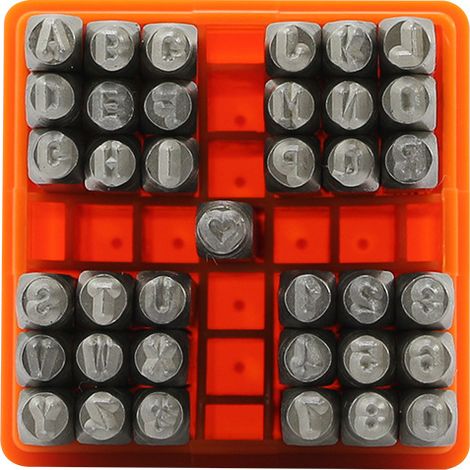 Bravix 37 Pièces Lettres Et Chiffres À Frapper, 3mm Poinçon, A-z Et 0-9, Pour Estampage Du Métal, Du Plastique, Du Bois, Du Cuir