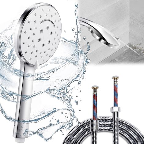 Bravix Pommeau De Douche Avec Tuyau 2m, Douchette Douche Salle De Bain De Salle De Bain Avec Mode Jet Puissant, Douchette Haute Pression Avec Brosse De Nettoyage, Grand Pomme De Douche, Poire De Douch