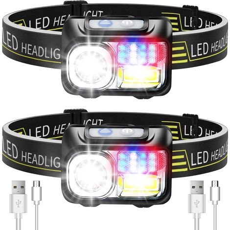Bravix 2pcs Lampe Frontale Led Rechargeable, Torche Frontale Puissante Étanche With 5 Modes D’éclairage Réglable Lampes Frontales Convient Aux Enfants Et Aux Adultes Pêche, Camping, Cyclisme