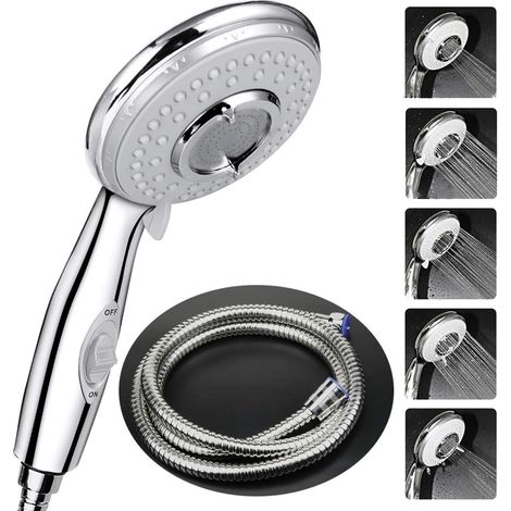 Bravix Pommeau Douche + 2 M Tuyau De Douche Flexible, Pommeau De Douche Avec Tuyau, Haute Pression Douchette Pommeau Acier Inoxydable
