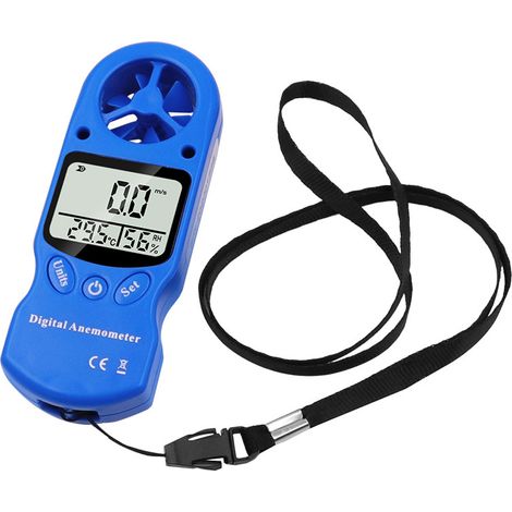 Bravix Anémomètre Numérique Lcd Anémomètre Indicateur De Mesure De La Vitesse Du Flux D'Air Thermomètre Avec Rétroéclairage Bleu