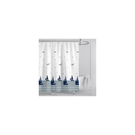 Bravix Rideau De Douche Bleu Nautique Côtier Océan Rideau De Bain Tissu Polyester Anti Moisissure Imperméable Lavable Rideau Salle De Bain 180 X 180 Cm Avec 12 Crochets Pour Baignoire