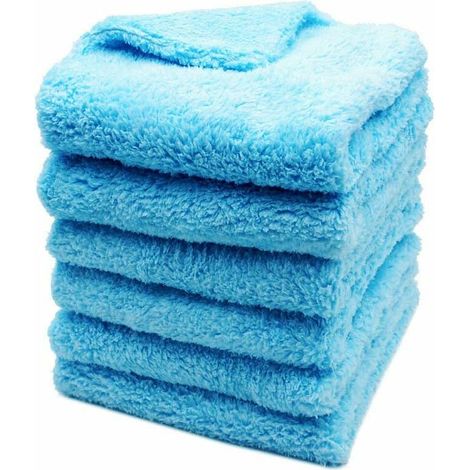 Lot De 6 Chiffons Microfibre Voiture Sans Bords,450gsm Ultra Absorbant Serviettes Microfibre Pour Séchage Polissage Voiture 40x40cm(bleu)