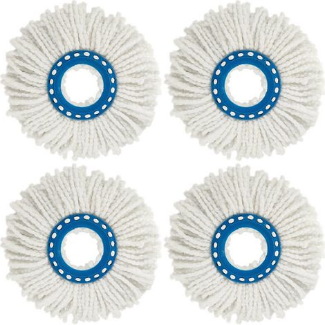Têtes Microfibre Balai, Tête De Vadrouille Rechange Rond Têtes Mop Rotation À 360 Pour Nettoyage Des Sols 4pcs (diamètre 16 Cm)