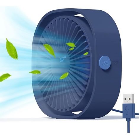 Bravix Mini Ventilateur Portable Silencieux 3 Vitesses Réglable Alimenté Par Usb, Pour La Maison Et Le Bureau(bleu)