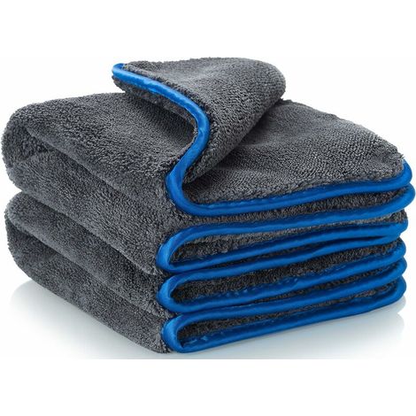 Chiffon En Microfibre Voiture，1200gsm Chiffon De Polissage， Pièces Microfibre Sechage Voiture - Super Absorbant Ne Laisse Pas De Taches D'Eau, 40x40cm Bleu, 2 Pcs