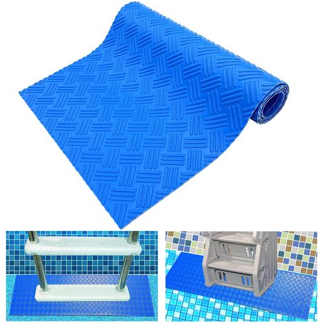 Bravix Échelle Piscine, D'Épaisseur Tapis D'Échelle De Piscine Marchepied Antidérapant Pour Piscine Hors Sol Et Creusée Bleu 6023cm