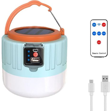 Lampe Camping Solaire 800 Lumens Lanterne De Camping Rechargeable Avec Télécommande Charge Solaire 3 Modes D'Éclairage