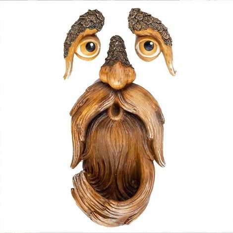 Bravix Grands Visages D'Arbres Décor Statues Vieil Homme Arbre Face Hugger Mangeoire Àseaux Art Ornements Fantastique Sculpture Jardin Écorce Visage Caractéristiques Du Visage Décoration
