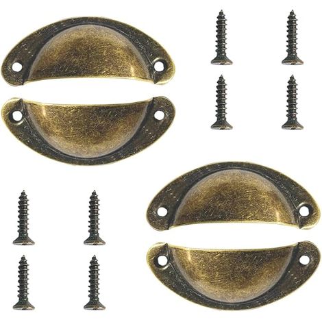 Bravix Poignée De Coquille, 4 Pcs Poignée Coquille Rétro, Tiroir Poignée, Poignée De Meubles, Pour Penderies, Armoire, Tiroirs (bronzefarbe)