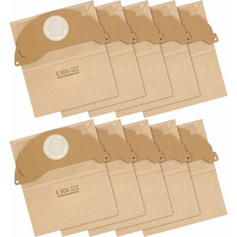 Wd2 Lot De 10 Sacs Filtrants En Papier Pour Aspirateur Kärcher Wd2 Mv2 A 2004/2054 Remplace Les Sacs Wd2 6.904-322.0
