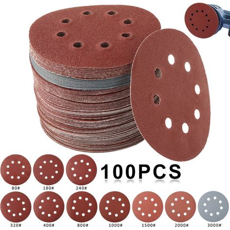 Bravix Disque De Ponçage 100pcs ,disques Abrasifs 80/180/240/320/400/800/1000/1500/2000/3000 Grain Taille De 125mm Idéal Pour Polir/dérouiller Papier Abrasif Disques Abrasifs Pour Ponceuse Grain