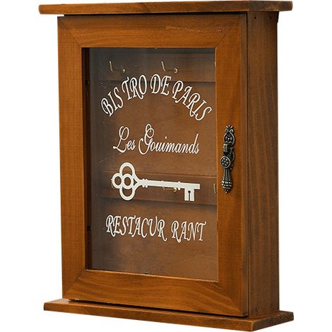 Bravix Spotact Boîte À Clés En Bois, Armoire À Clés Murale Rétro Avec Porte Magnétique, Rangement En Bois Solide