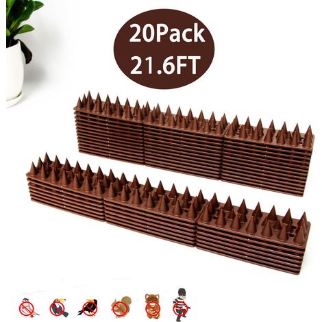 Bravix Pic Anti Pigeon, 6 Mètres Anti Pigeons Pour Balcon Plastique Kit, Repulsif Oiseaux Pigeon Pic Anti Chat, Pour Moineaux Hirondelles Corneilles Chat-3 Rangées 20 Pièces Brun