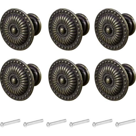 Bravix Boutons De Meubles, 6 Pièces Boutons De Tiroir,bouton D'Armoire Vintage, Pour Commode Armoires De Cuisine Style Bronze (bronze)