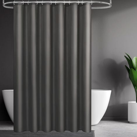 Bravix Rideau De Douche En Tissu À Séchage Rapide - Imperméable - Anti-moisissure Et Lavable - 180 X 200 Cm - Avec 12 Anneaux -- Gris Foncé