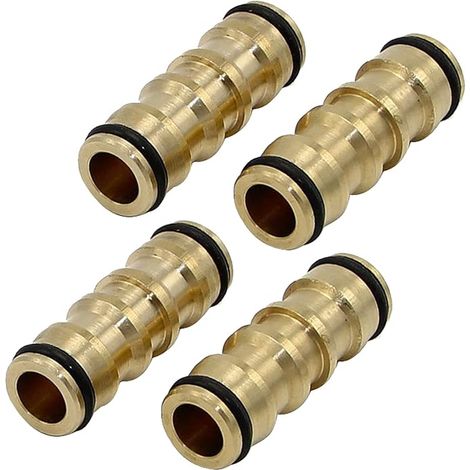 Bravix Lot De 4 Connecteurs Doubles Pour Tuyaux D'Arrosage - Accessoires De Connecteur En Plastique - Connecteurs De Tuyaux D'Arrosage Jaunes
