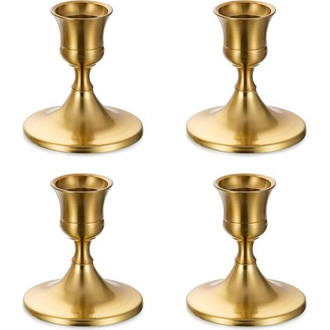 Bravix Petite Chandelier Bougeoir Doré - Lot De 4 Bougeoirs Mariage Métal Décoratifs Pour Bougies Chandelles Piliers Noel Decoration Maison L’avent Centre De Table Moderne