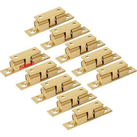 Bravix Laiton Double Loqueteau À Billes 50 Mm Rouleau Loquet Fermeture Pour Placard Meubles Porte Armoire Loquet Serrure De Portiere (10 Pcs)