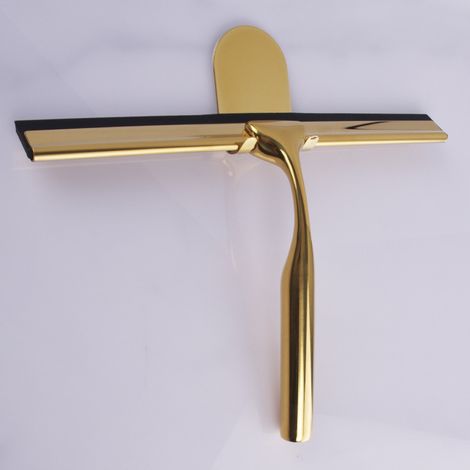 Bravix Raclette De Douche En Acier Inoxydable Raclettes De Fenêtre En Verre Poignée De Coupe Antidérapante Pour Miroir De Porte De Salle De Bain Verre De Voiture Avec Crochet, Raclettes De Douche Doré